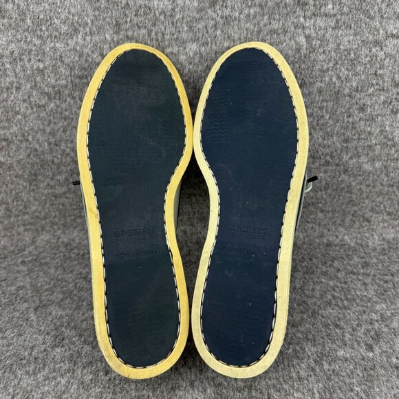 ✅Mens 12M Sperry Top-Sider Boat Shoes Navy & Beige Leather Casual Deck Loafers - Picture 3 of 11